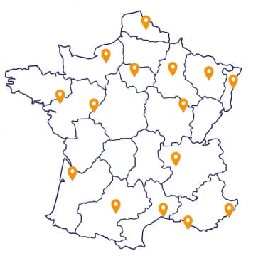 Carte des 15 agences Netcom en France